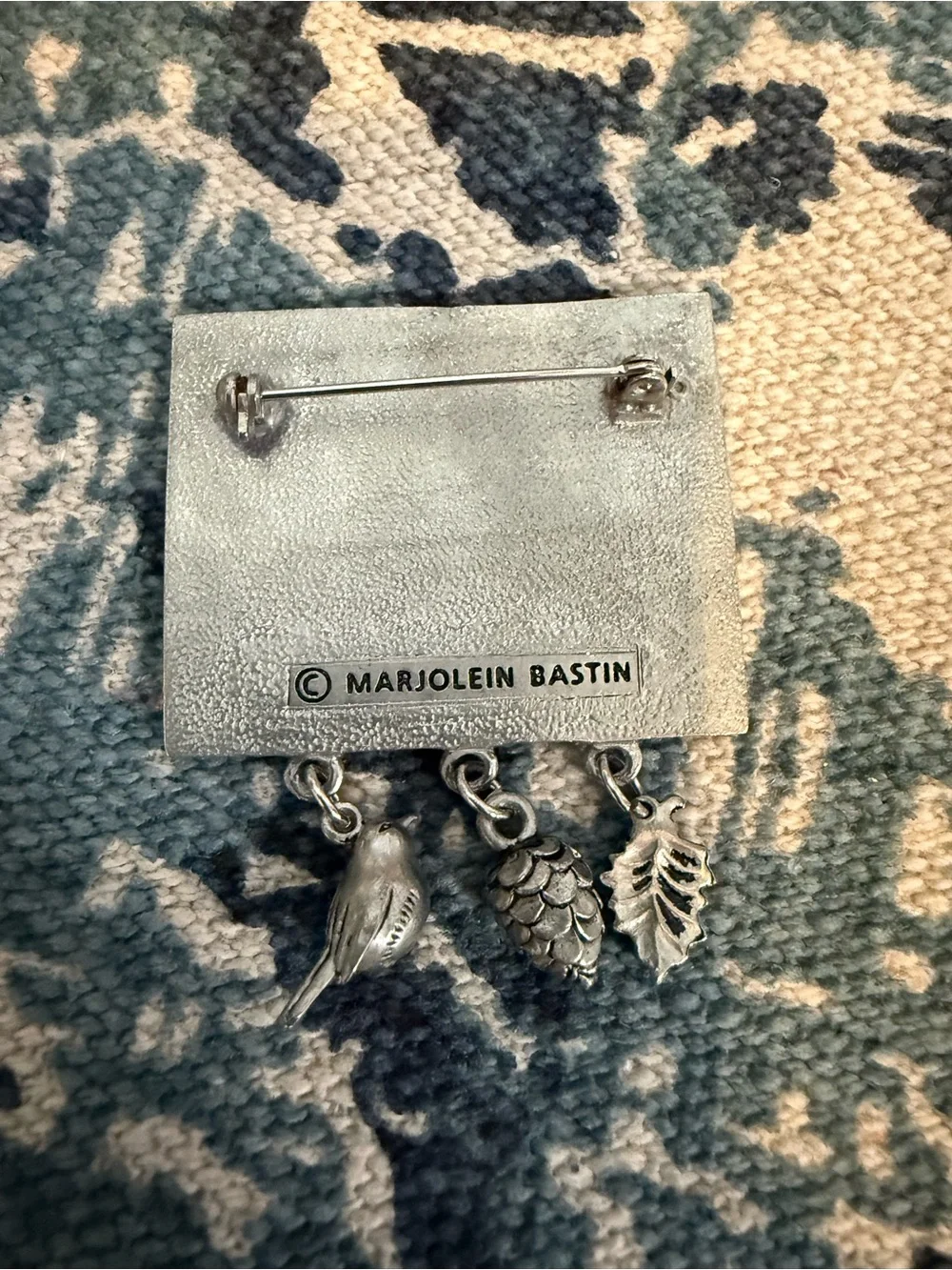 Marjolein Bastin Yellow Rabbit brooch with Silver Charms